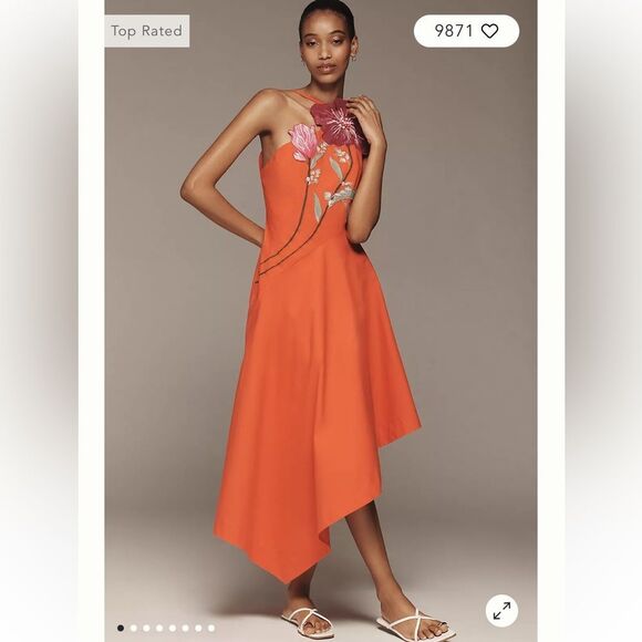 Yukiko Noritake x Anthropologie Asymmetric Floral Midi Dress